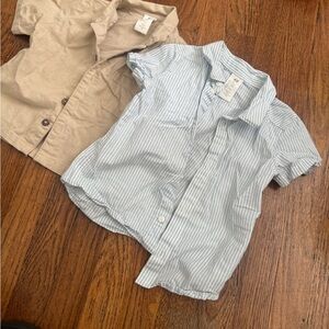 H&M Light Blue & Beige Kids Button-Up Shirt Set